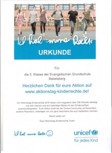 Unicef Urkunde